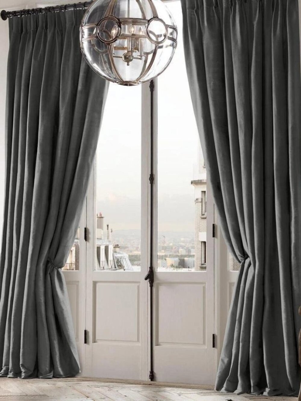 New RH Restoration Hardware Cotton Linen 1 Panel In Noir 50”x 108”